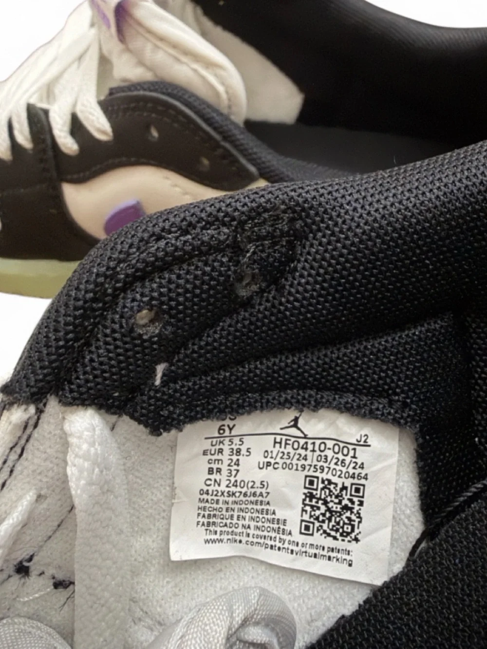 Nike Air Jordan 1 Retro Low OG ‘Black Raspberry’ Size US 6 Youth/ 7.5 Women’s